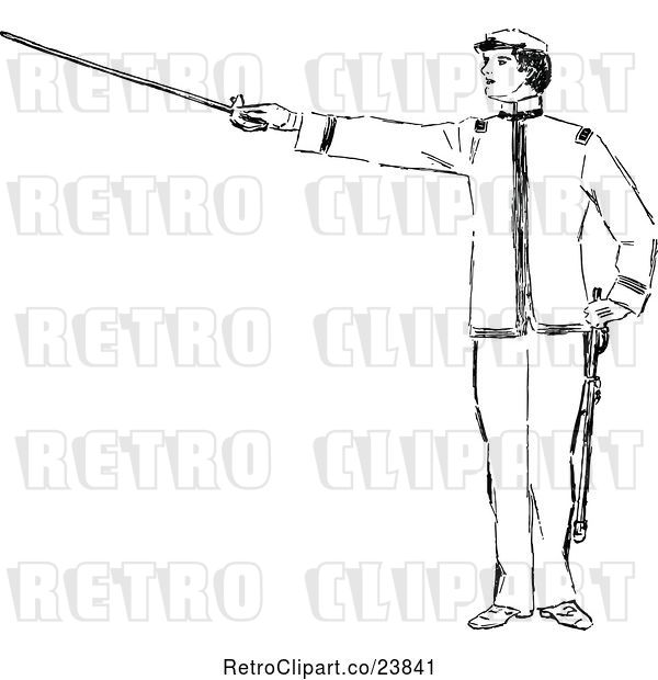 Vector Clip Art of Retro Sketched Guy Holding a Sword