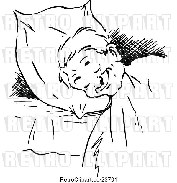Vector Clip Art of Retro Sketched Guy Sleeping