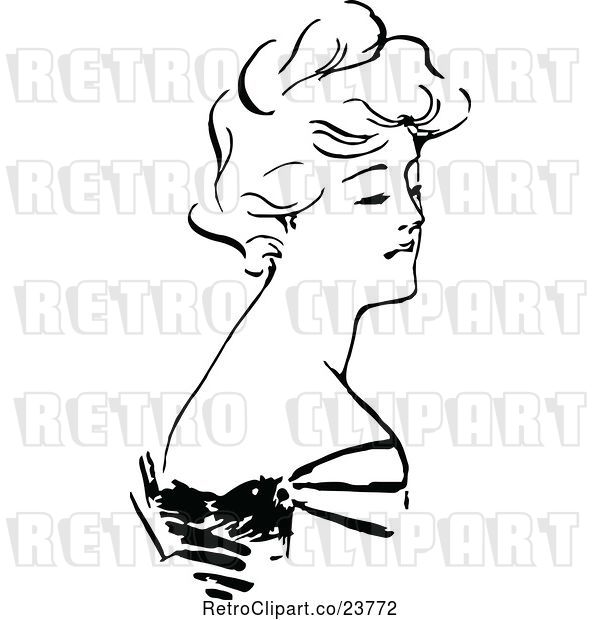 Vector Clip Art of Retro Sketched Lady