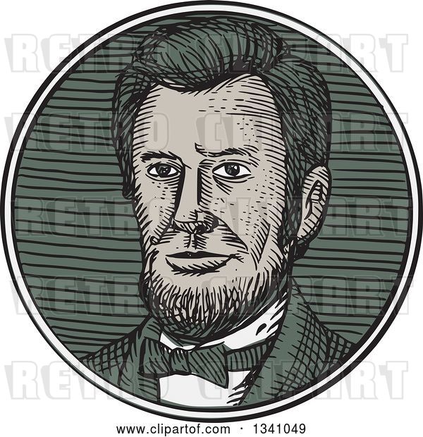Vector Clip Art of Retro Sketched or Engraved Victorian Gentleman with a Goatee