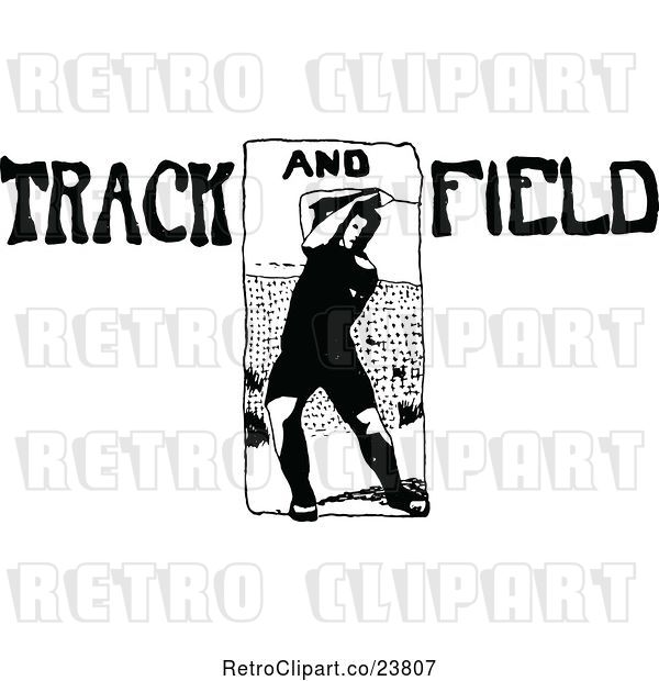 Vector Clip Art of Retro Sketched Track and Field Athlete