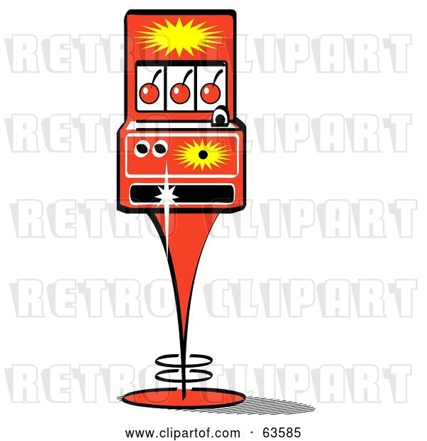 Vector Clip Art of Retro Slot Machine with Three Cherries on the Screen