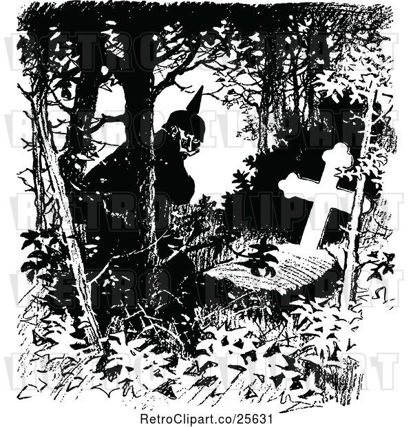 Vector Clip Art of Retro Soldier and Grave