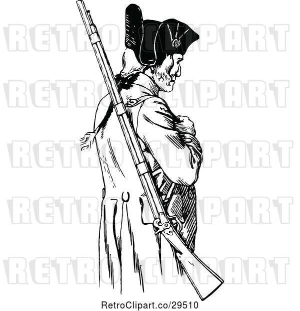Vector Clip Art of Retro Soldier with a Rifle