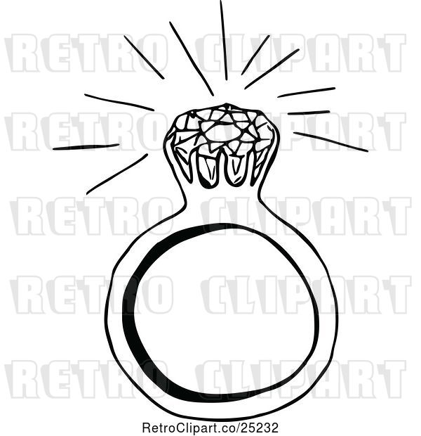 Vector Clip Art of Retro Sparkling Diamond Ring