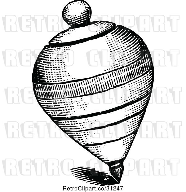 Vector Clip Art of Retro Spinning Top Toy