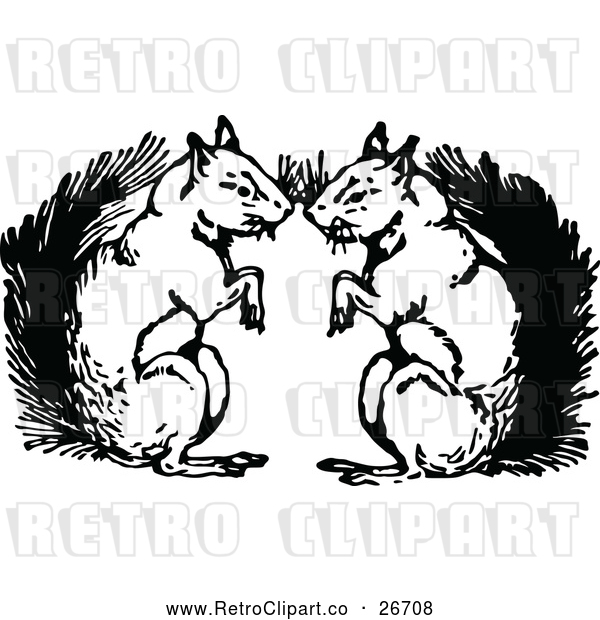 Vector Clip Art of Retro Squirrel Couple