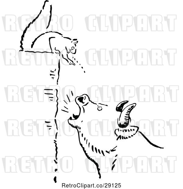 Vector Clip Art of Retro Squrrel Annoying a Boar