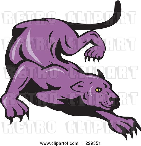 Vector Clip Art of Retro Stalking Purple Panther