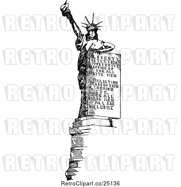 Vector Clip Art of Retro Statue of Liberty with American Ideals