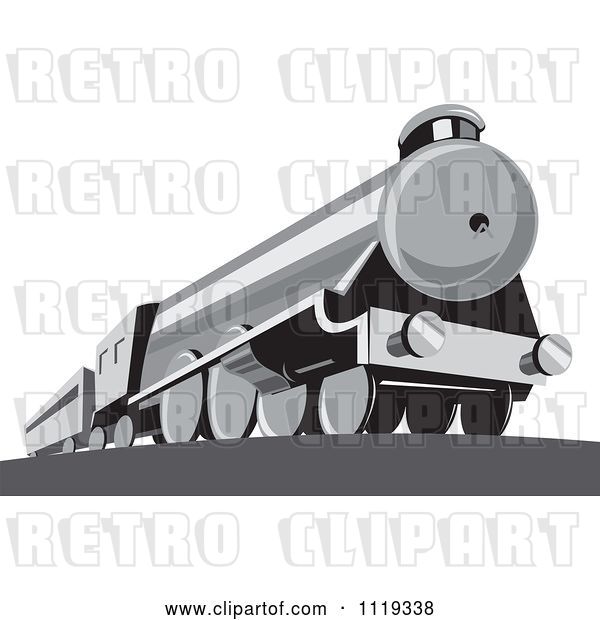 Vector Clip Art of Retro Steam Engine Train