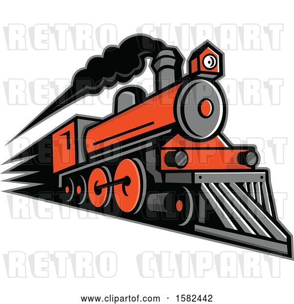 Vector Clip Art of Retro Steam Locomotive Train