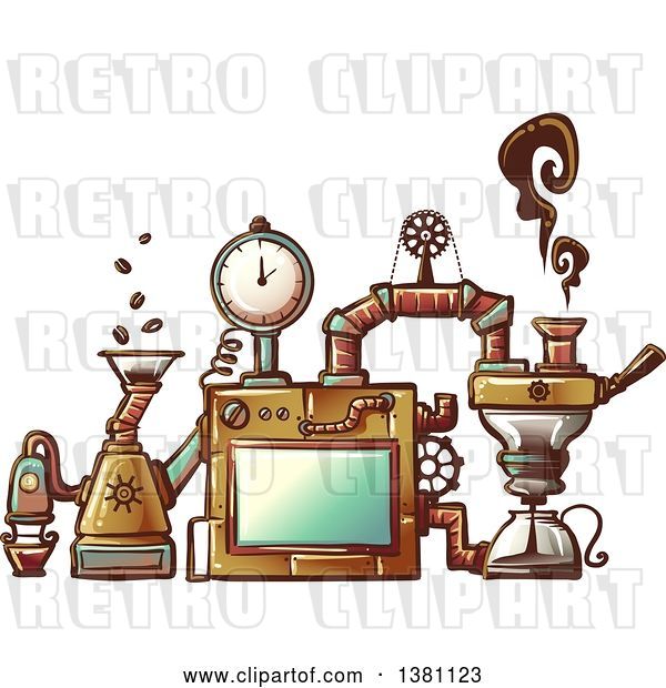 Vector Clip Art of Retro Steampunk Coffee Maker Invention