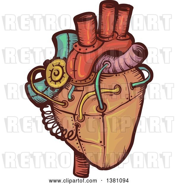 Vector Clip Art of Retro Steampunk Human Heart