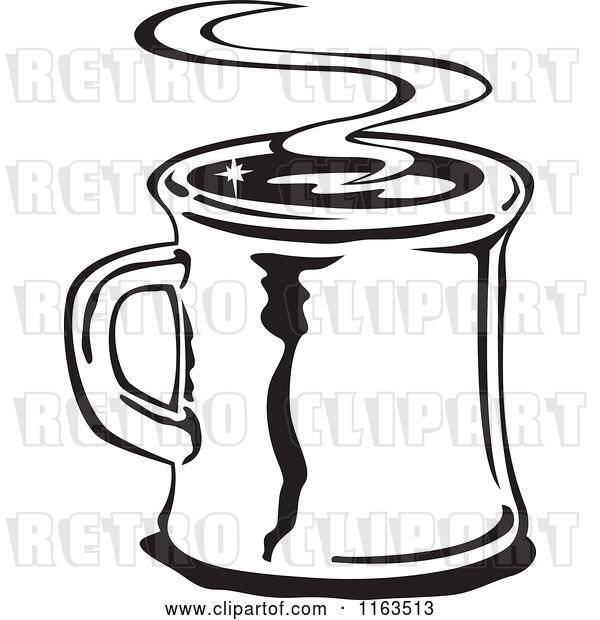 Vector Clip Art of Retro Steamy Mug of Coffee