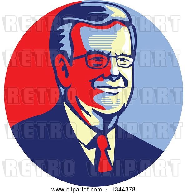 Vector Clip Art of Retro Stencil Style Portrait of Jeb Bush