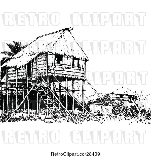 Vector Clip Art of Retro Stilt House