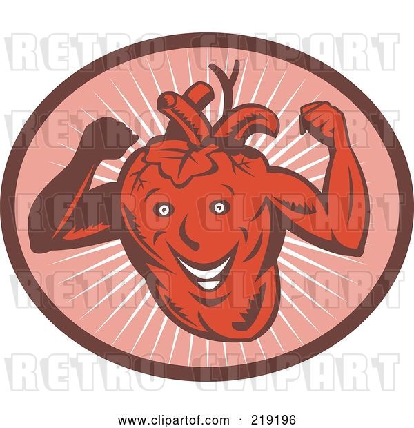 Vector Clip Art of Retro Strong Heart Character Logo