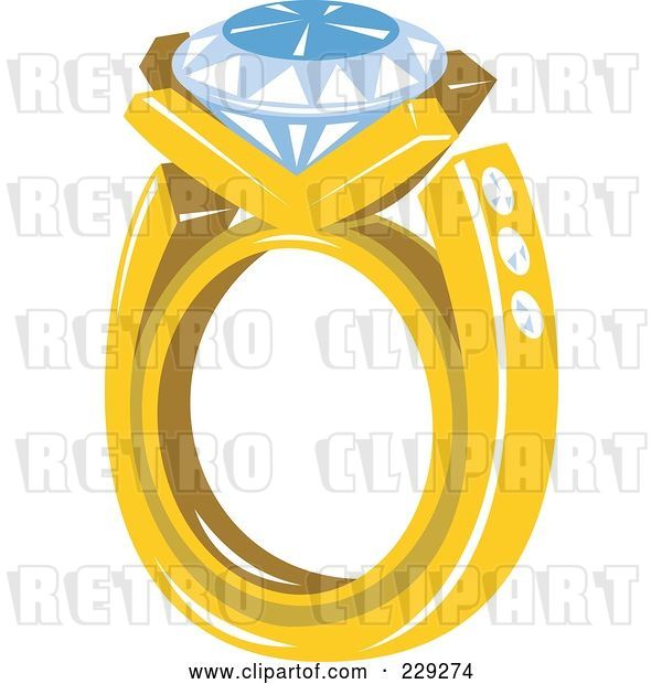Vector Clip Art of Retro Styled Diamond Ring