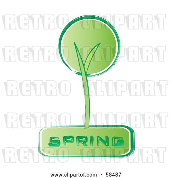 Vector Clip Art of Retro Styled Green Spring Tree Icon