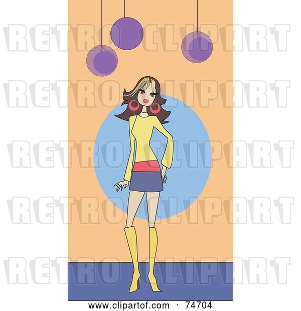 Vector Clip Art of Retro Stylish Lady in a Skirt and Boots