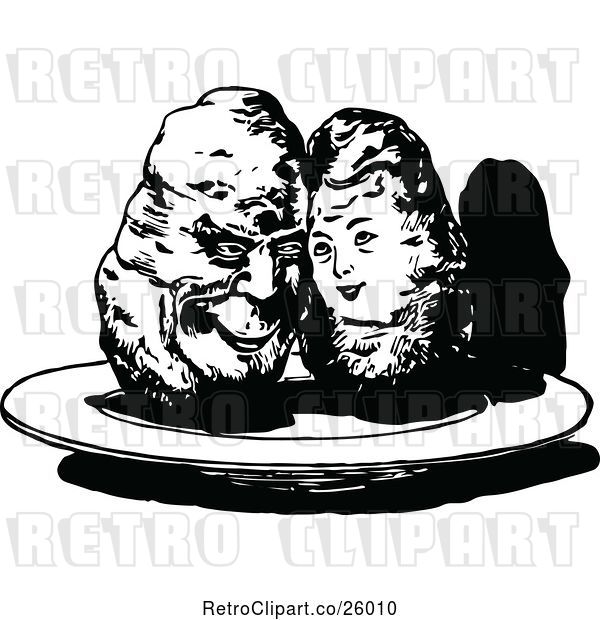 Vector Clip Art of Retro Sweet Potato Couple