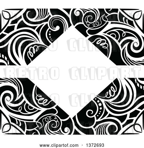 Vector Clip Art of Retro Swirl Floral Frame