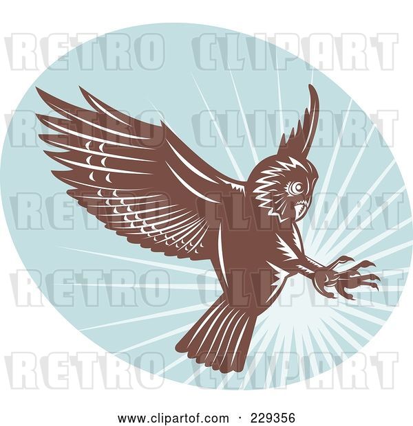 Vector Clip Art of Retro Swooping Owl Logo