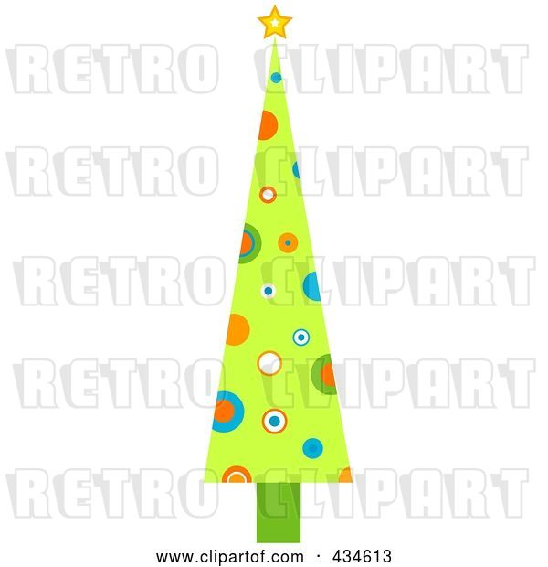 Vector Clip Art of Retro Tall Christmas Tree with Circles