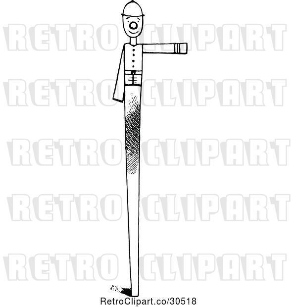 Vector Clip Art of Retro Tall Police Guy Pointing