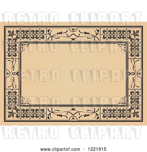 Vector Clip Art of Retro Tan and Black Border Frame