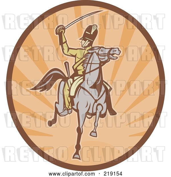 Vector Clip Art of Retro Tan and Orange Cavalry Logo