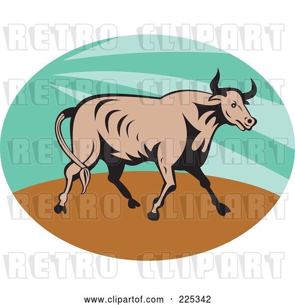 Vector Clip Art of Retro Tan Bull and Green Logo