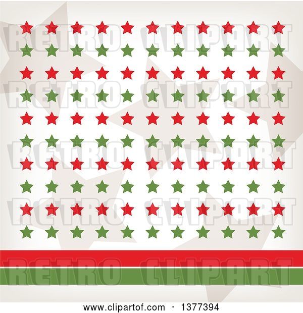 Vector Clip Art of Retro Tan, Red and Green Stars with Red and Green Lines