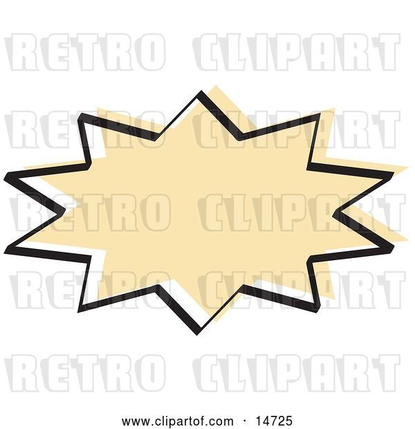Vector Clip Art of Retro Tan Starburst with a Black Outline