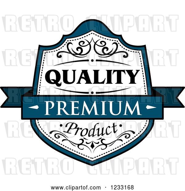 Vector Clip Art of Retro Teal and White Premium Quality Product Label