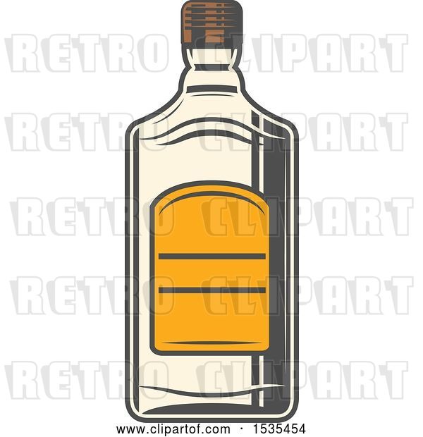 Vector Clip Art of Retro Tequila Bottle, in Style