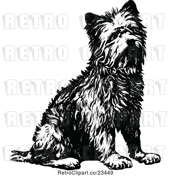 Vector Clip Art of Retro Terrier Dog Sitting