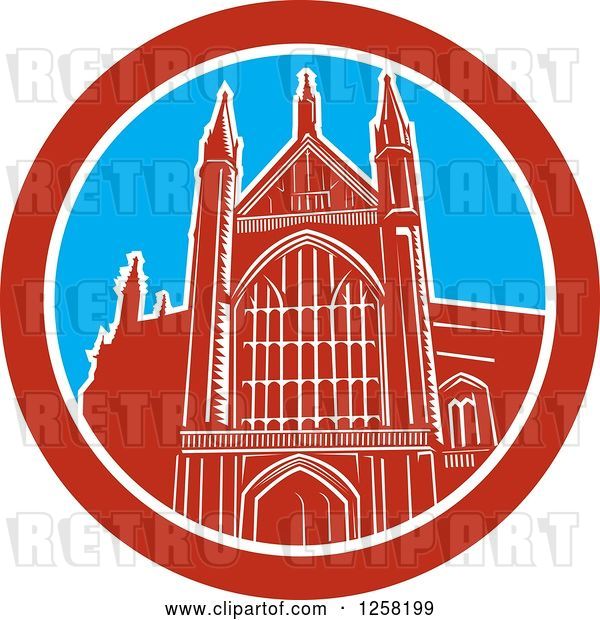 Vector Clip Art of Retro the Winchester Cathedral Church of England Cathedral in Winchester, Hampshire, England
