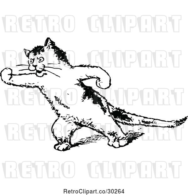 Vector Clip Art of Retro Threatening Cat