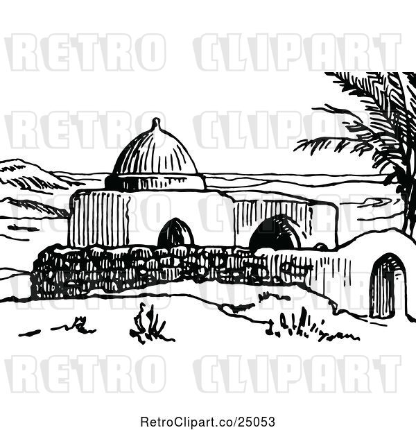 Vector Clip Art of Retro Tomb of Samson