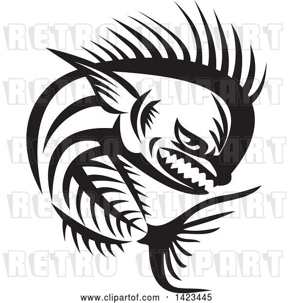Vector Clip Art of Retro Tough Mahi Mahi Dorado Dolphin Fish Skeleton