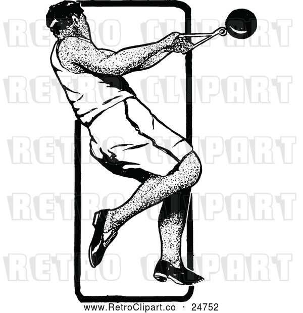 Vector Clip Art of Retro Track and Field Hammer Throw Athlete