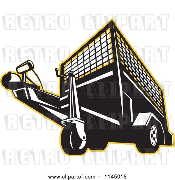 Vector Clip Art of Retro Trailer Outlined in Yellow
