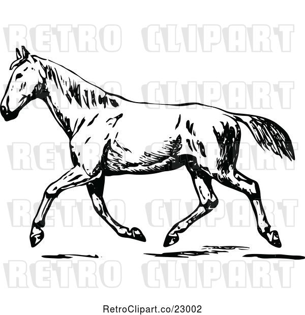 Vector Clip Art of Retro Trotting Horse