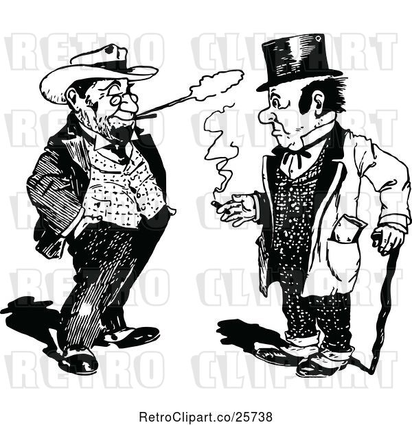Vector Clip Art of Retro Two Men Smoking and Talking