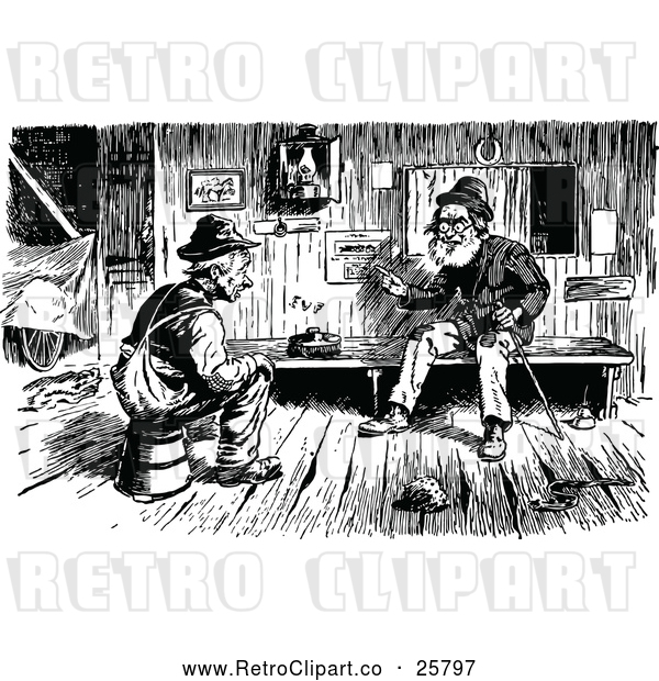 Vector Clip Art of Retro Two Men Talking