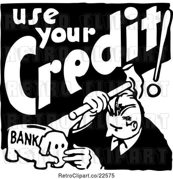 Vector Clip Art of Retro Use Your Credit Guy