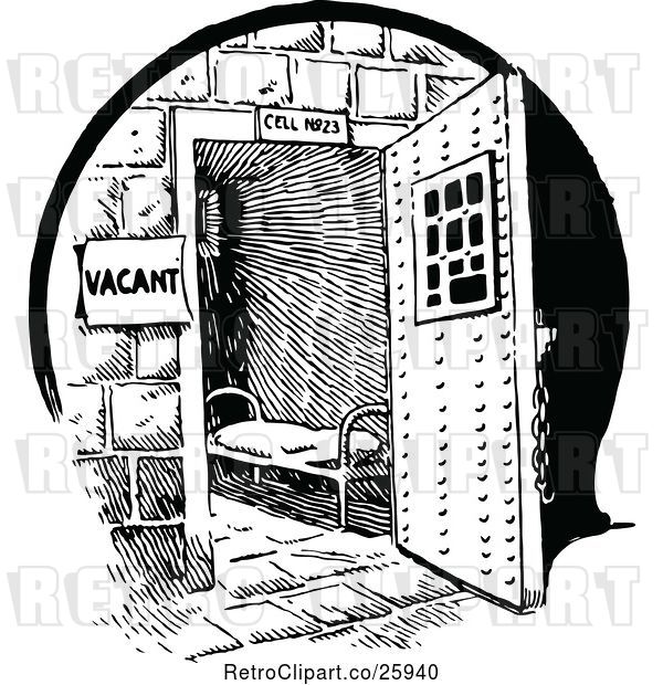 Vector Clip Art of Retro Vacant Prison Cell