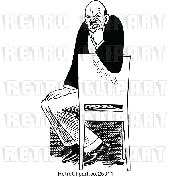 Vector Clip Art of Retro Vexed Guy in a Chair